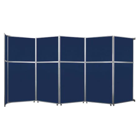 Versare Operable Wall Folding Room Divider 19'6" x 10'3/4" Navy Blue Fabric 1070503-1